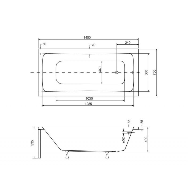 BESCO OPTIMA wanna prostokątna 140x70