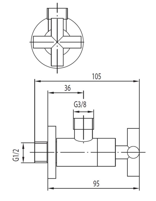 Zawór kątowy Kfa  do baterii 1/2  x 3/8 Symetric Ozdobny