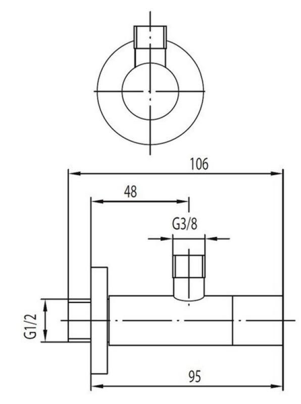 Zawór kątowy Kfa  do baterii 1/2  x 3/8 Walec Ozdobny