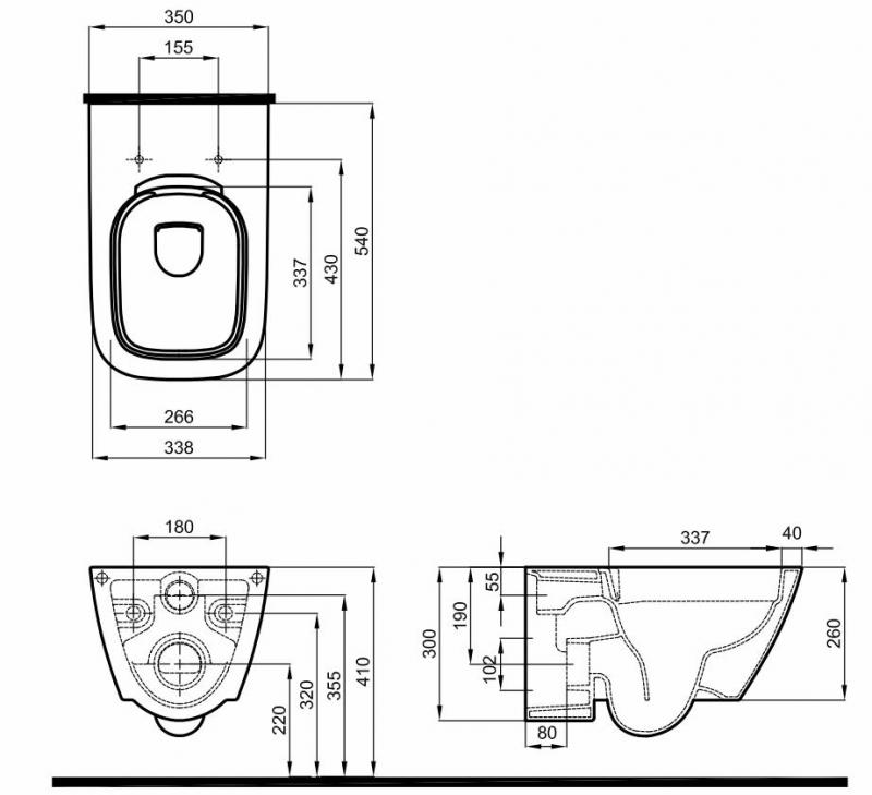  GEBERIT Smyle Square Rimfree z powłoką KeraTec  500.208.01.8