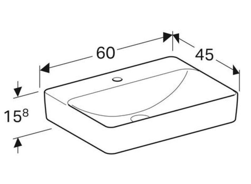 GEBERIT Umywalka prostokątna nablatowa VARIFORM 60cm z otworem 500.781.01.2