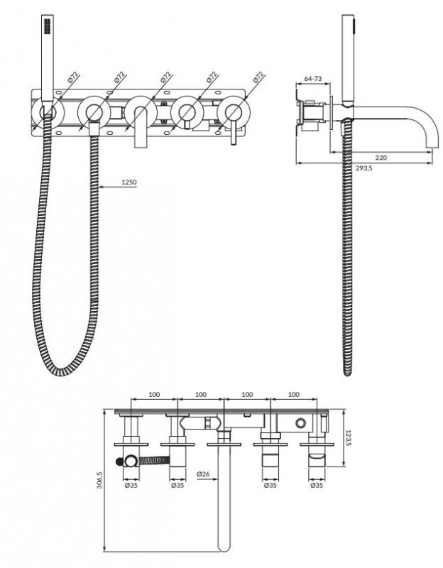 OMNIRES Bateria  Wannowa Podtynkowa   - Y1237 GL