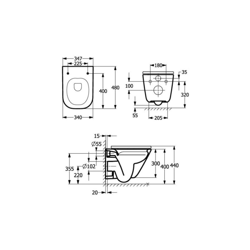 Deska wolnoopadająca GAP SQUARE  COMPACTO  - A801732001-rozstaw otworów 22,5 cm 