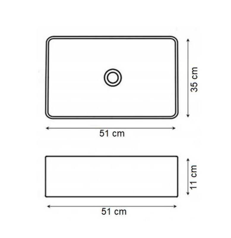  UMYWALKA PROSTOKĄTNA NABLATOWA 51 x 35  CUBICO