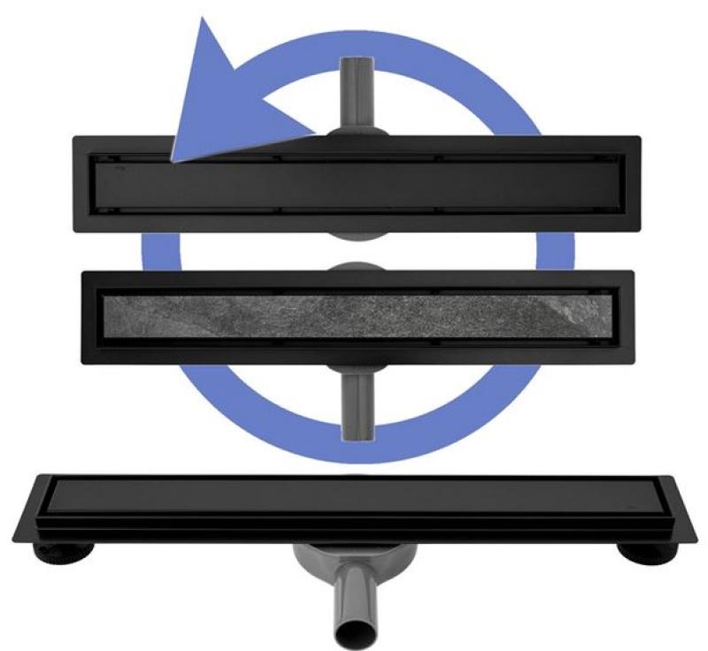 ODPŁYW LINIOWY CZARNY 2w1  Z RUCHOMYM SYFONEM 70 cm