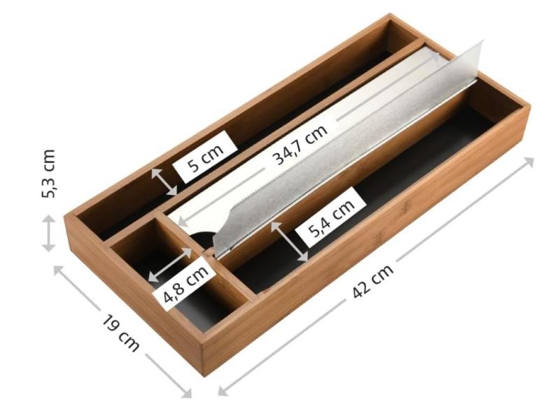 Organizer bambusowy do folii aluminiowej i spożywczej  XL z pojemnikiem