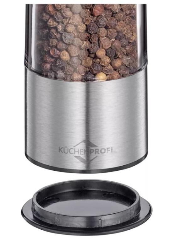 Młynki elektryczne zestaw 23cm do soli i pieprzu Kuchenprofi Boston stalowe