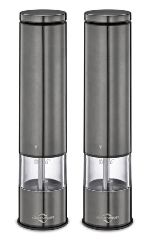  Młynki elektryczne zestaw 23cm do soli i pieprzu Kuchenprofi Boston Grafitowe