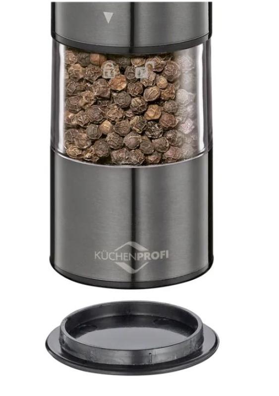  Młynki elektryczne zestaw 23cm do soli i pieprzu Kuchenprofi Boston Grafitowe