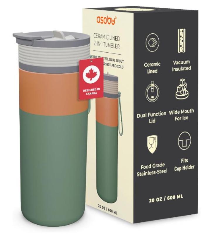  ASOBU KUBEK TERMICZNY BF27 Pastel Green  0,6L z ceramiczną powłoką 