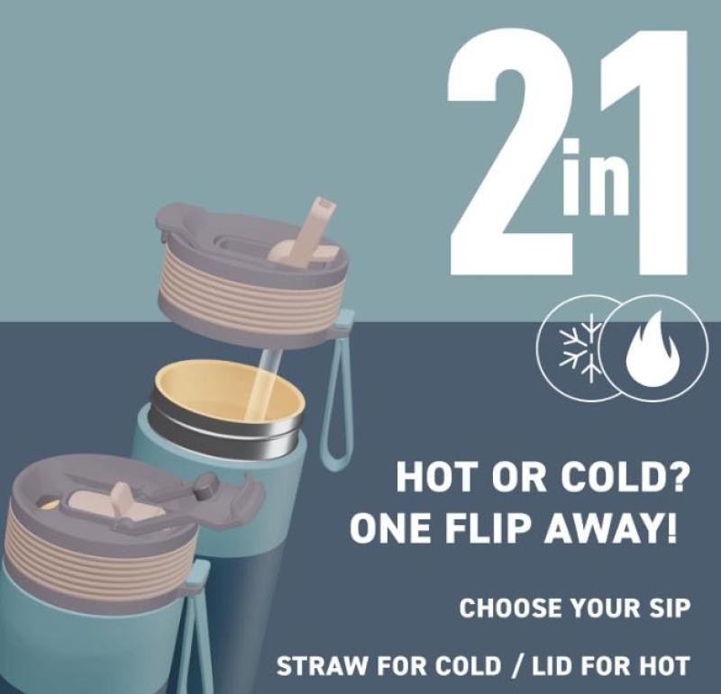  ASOBU KUBEK TERMICZNY BF27 Pastel BLUE  0,6L z ceramiczną powłoką 