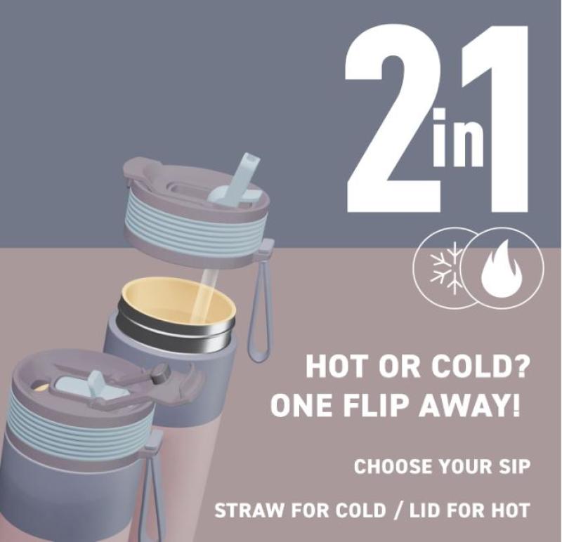  ASOBU KUBEK TERMICZNY BF27 Pastel PINK  0,6L z ceramiczną powłoką 