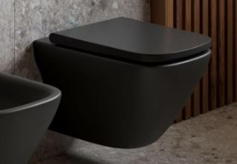 ROCA GAP Miska Czarna MATOWA  Rimless  + Deska Wolnoopadająca  Wypinana (1)
