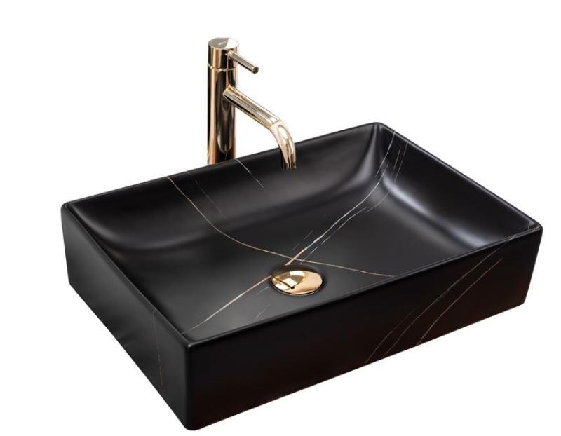 REA Umywalka nablatowa 51x34 cm Inga Black Marble Mat (1)
