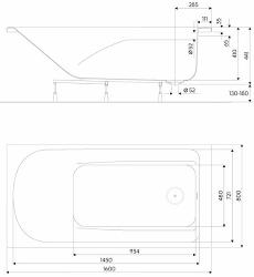 Obrazek 2 dla: Koło Wanna prostokątna COMFORT PLUS 160 x 80 cm, XWP1461 z uchwytami   , Warszawa dowóz od 50zł
