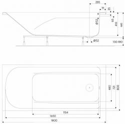 Koło Wanna prostokątna COMFORT PLUS 180 x 80 cm, XWP1481 z uchwytami  , Warszawa dowóz od 50 zł