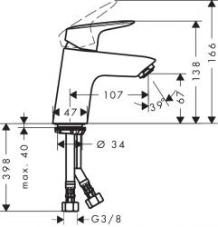 Obrazek 2 dla: HANSGROHE BATERIA UMYWALKOWA LOGIS Z KORKIEM KLIKKLAK