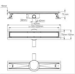 ODPŁYW LINIOWY CZARNY 2w1  Z RUCHOMYM SYFONEM 70 cm