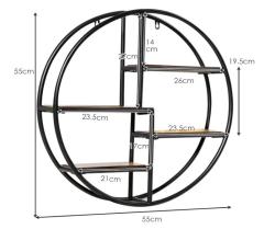 Obrazek 2 dla: Półka Ścienna Okrągła Metalowa Czarna Loftowa 